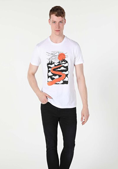 Image de T-shirt À Manches Courtes Blanc Regular Fit Homme