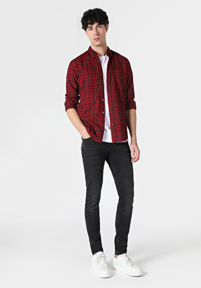Image de Chemise À Manches Longues Rouge    Homme
