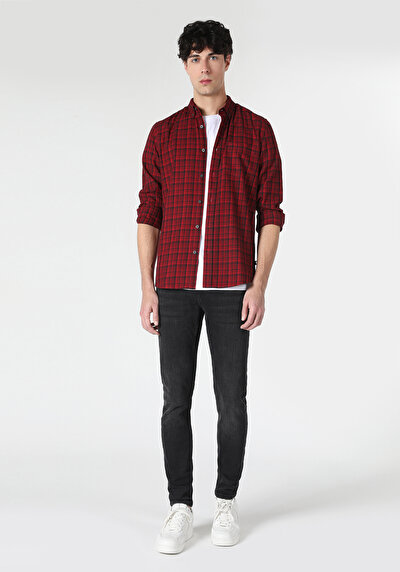 Image de Chemise À Manches Longues Rouge    Homme
