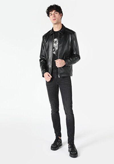 Image de Veste Pu Noir   Slim Fit Homme