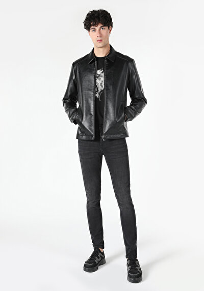 Image de Veste Pu Noir   Slim Fit Homme