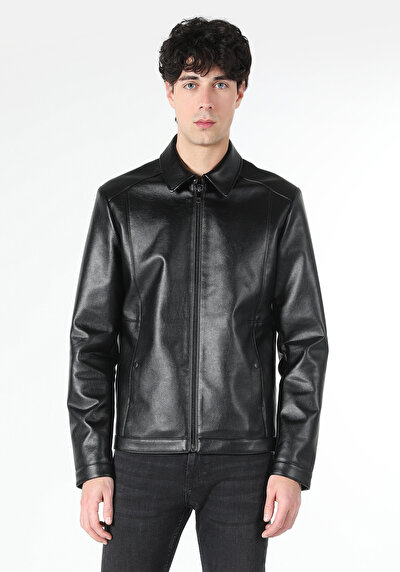 Image de Veste Pu Noir   Slim Fit Homme