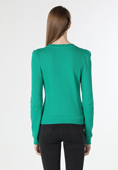 Image de T-shirt À Manches Longues Vert Slim Fit Femme