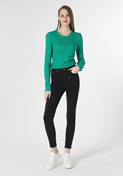 Image de T-shirt À Manches Longues Vert Slim Fit  Femme