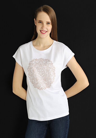 Image de T-shirt À Manches Courtes Blanc Regular Fit Femme