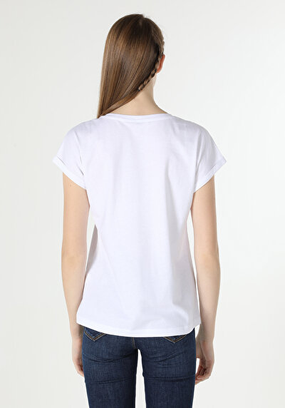 Image de T-shirt À Manches Courtes Blanc Regular Fit Femme