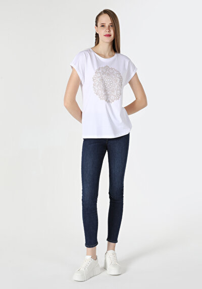 Image de T-shirt À Manches Courtes Blanc Regular Fit  Femme