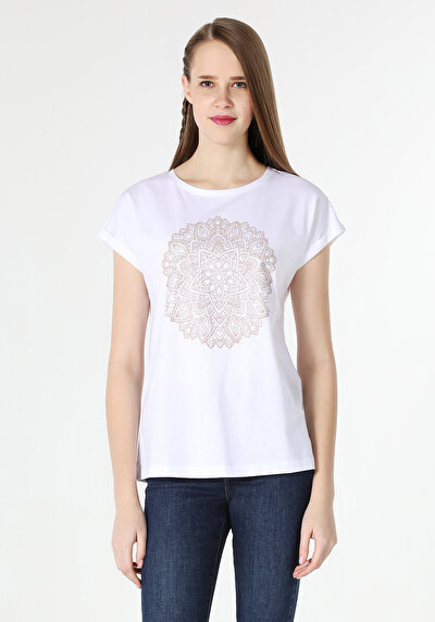 Image de T-shirt À Manches Courtes Blanc Regular Fit  Femme
