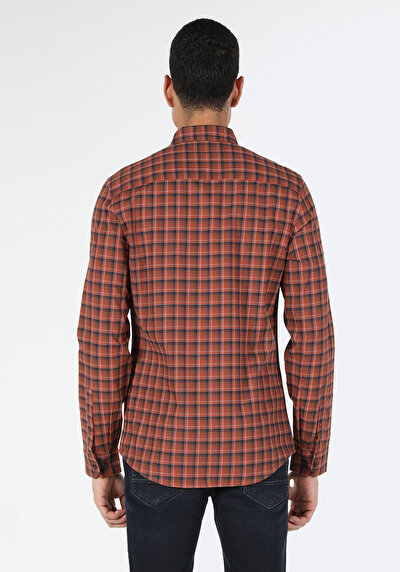 Image de Chemise À Manches Longues Marron Slim Fit   Homme