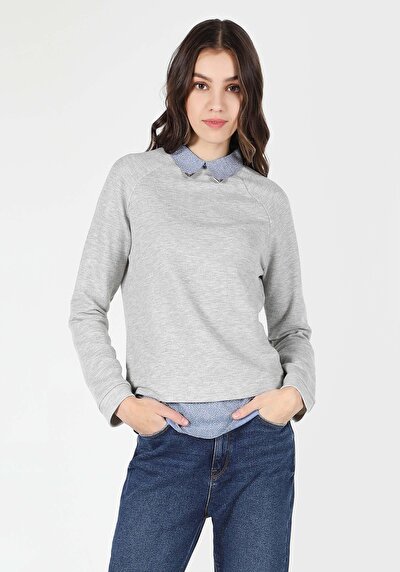 Image de T-shirt À Manches Longues Gris Regular Fit  Femme