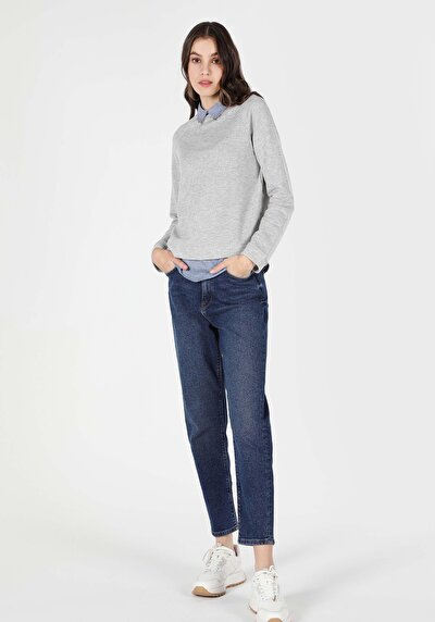 Image de T-shirt À Manches Longues Gris Regular Fit  Femme