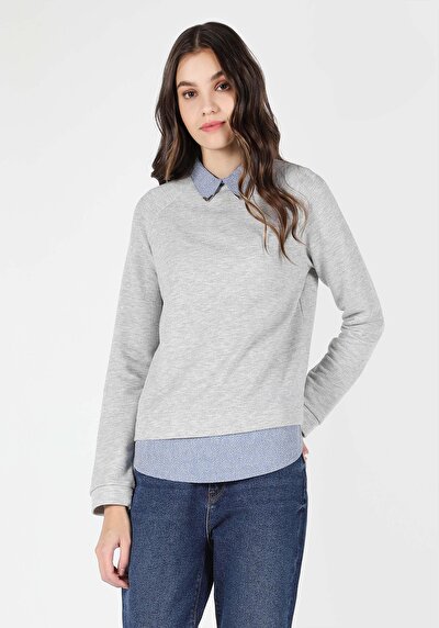 Image de T-shirt À Manches Longues Gris Regular Fit  Femme