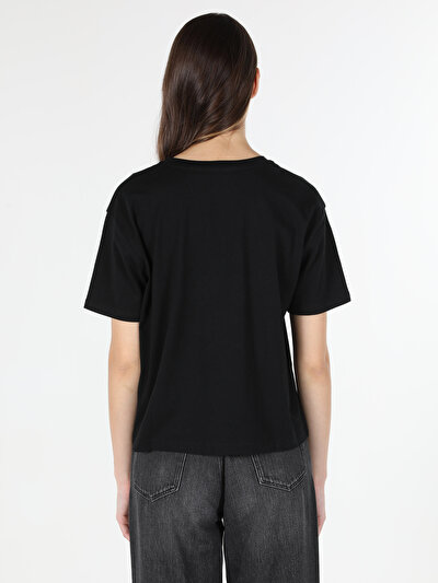 Image de T-shirt À Manches Courtes Noir Regular Fit  Femme
