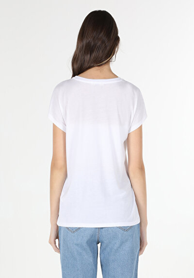 Image de T-shirt À Manches Courtes Blanc Regular Fit Femme