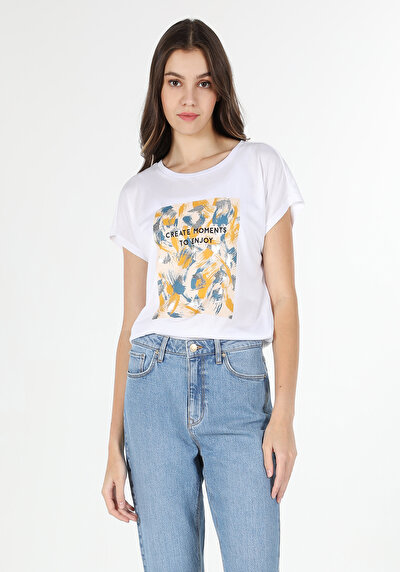 Image de T-shirt À Manches Courtes Blanc Regular Fit  Femme