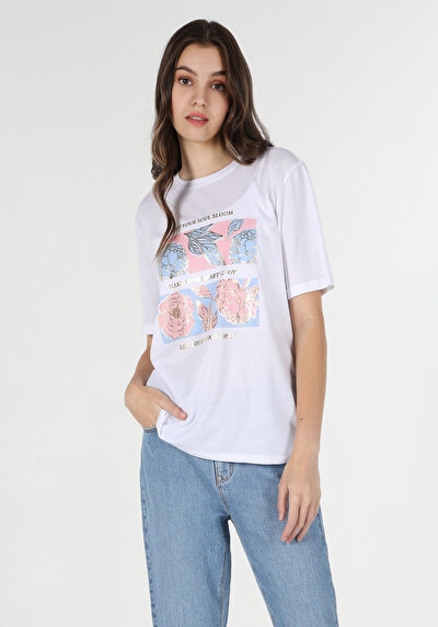Image de T-shirt À Manches Courtes Blanc Regular Fit Femme