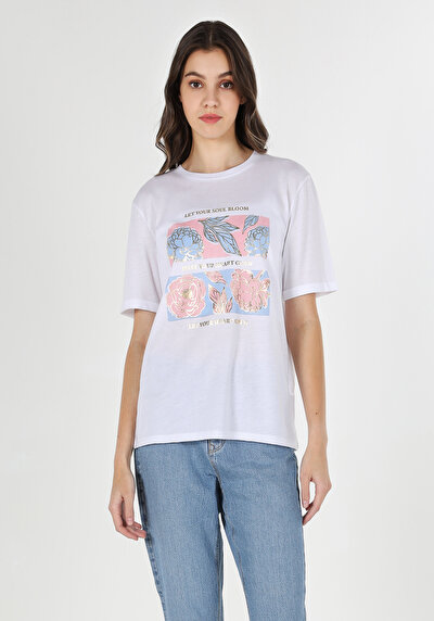 Image de T-shirt À Manches Courtes Blanc Regular Fit Femme