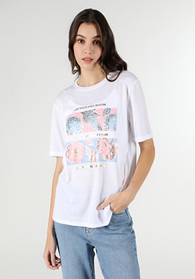 Image de T-shirt À Manches Courtes Blanc Regular Fit  Femme
