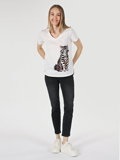 Image de T-shirt À Manches Courtes Blanc Regular Fit Femme