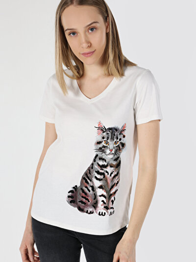 Image de T-shirt À Manches Courtes Blanc Regular Fit  Femme
