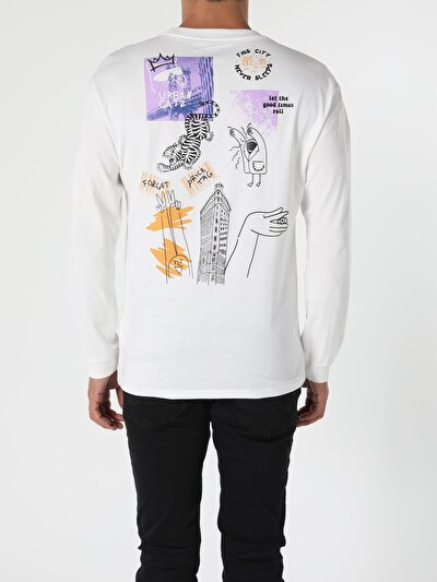 Image de T-shirt À Manches Longues Blanc Oversize Fit  Homme