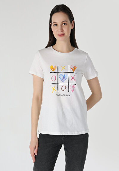Image de T-shirt À Manches Courtes Blanc Regular Fit Femme