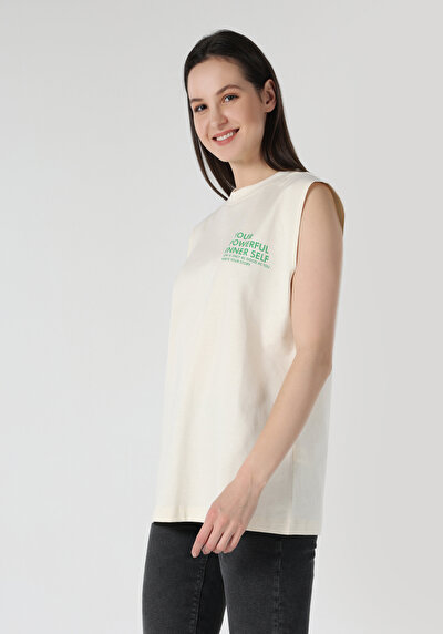 Image de T-shirt À Manches Courtes Ecru Regular Fit  Femme