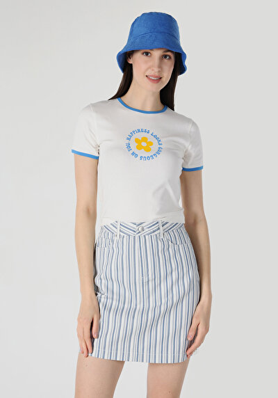Image de T-shirt À Manches Courtes Blanc Slim Fit Femme