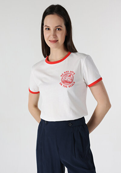 Image de T-shirt À Manches Courtes Blanc Regular Fit  Femme