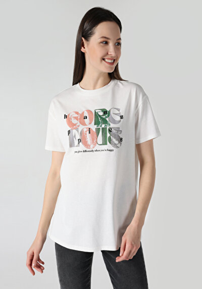 Image de T-shirt À Manches Courtes Blanc Comfort Fit Femme