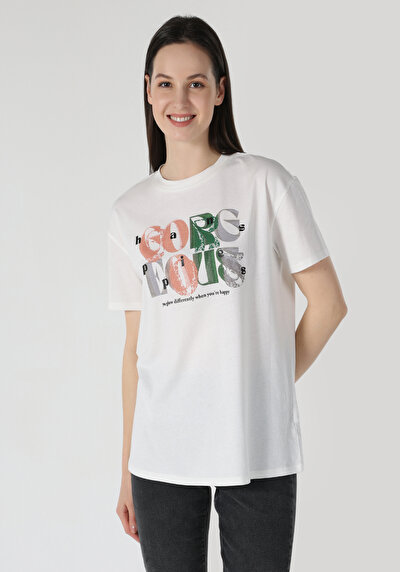Image de T-shirt À Manches Courtes Blanc Comfort Fit Femme