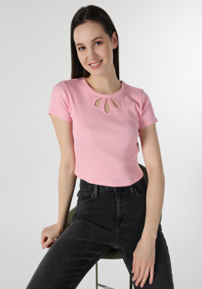 Image de T-shirt À Manches Courtes Rose Slim Fit Femme