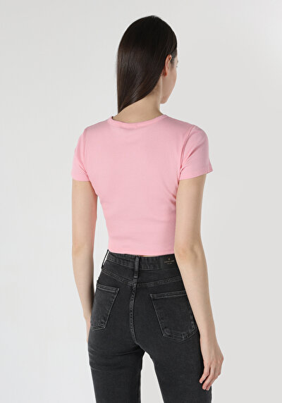 Image de T-shirt À Manches Courtes Rose Slim Fit Femme
