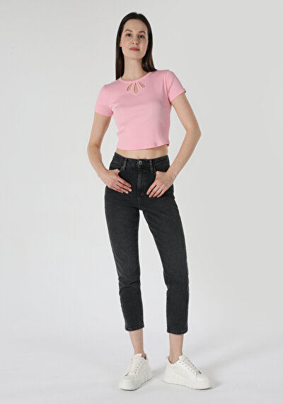Image de T-shirt À Manches Courtes Rose Slim Fit Femme
