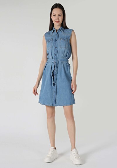 Afficher les détails de Robe Bleu Slim Fit    Femme