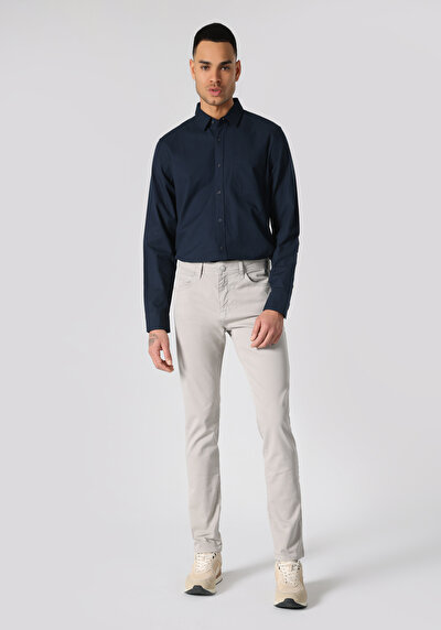 Image de Chemise À Manches Longues Marine Slim Fit   Homme