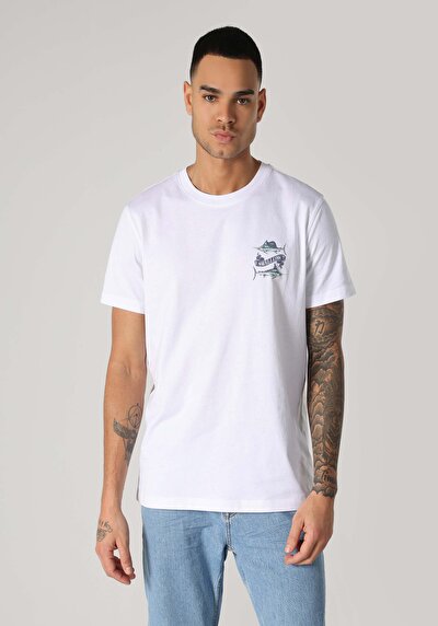 Afficher les détails de T-shirt À Manches Courtes Blanc Regular Fit Droit Homme