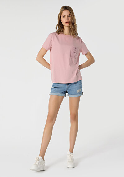 Image de T-shirt À Manches Courtes Rose Regular Fit  Femme