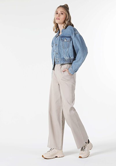 Image de Pantalon Beige Wide Leg  En  Baggy Femme