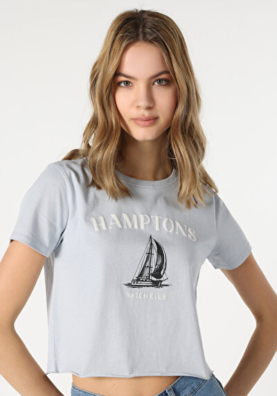 Image de T-shirt À Manches Courtes Bleu Regular Fit  Femme