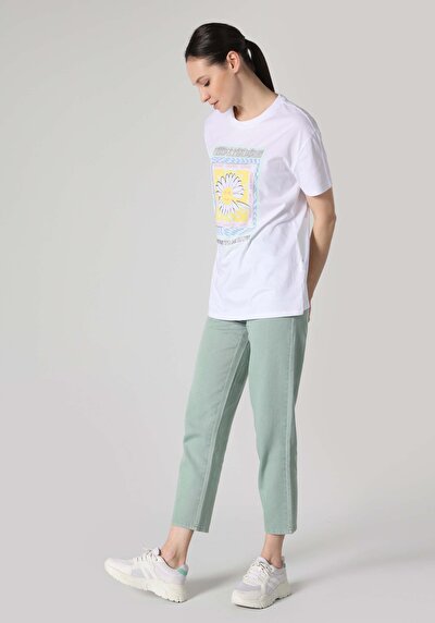 Afficher les détails de T-shirt À Manches Courtes Blanc Comfort Fit  Femme