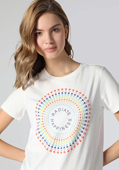Afficher les détails de T-shirt À Manches Courtes Blanc Regular Fit  Femme