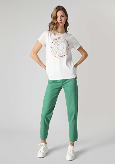 Afficher les détails de T-shirt À Manches Courtes Blanc Regular Fit  Femme