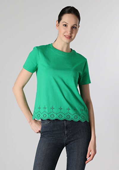 Image de T-shirt À Manches Courtes Vert Regular Fit Femme