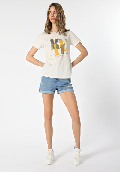 Image de T-shirt À Manches Courtes Blanc Regular Fit Femme