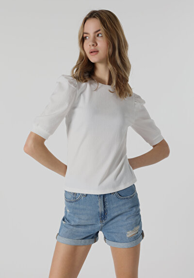 Image de T-shirt À Manches Courtes Blanc Regular Fit Femme