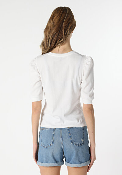 Image de T-shirt À Manches Courtes Blanc Regular Fit Femme