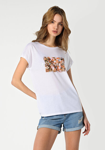 Image de T-shirt À Manches Courtes Blanc Regular Fit  Femme