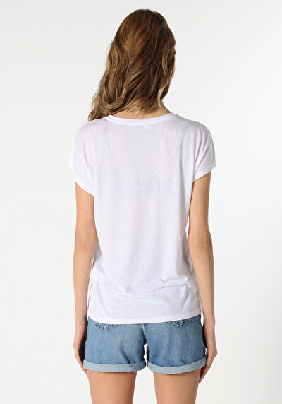 Image de T-shirt À Manches Courtes Blanc Regular Fit Femme