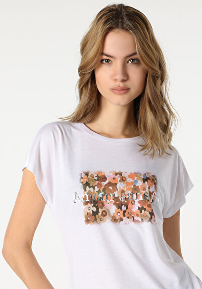 Image de T-shirt À Manches Courtes Blanc Regular Fit  Femme